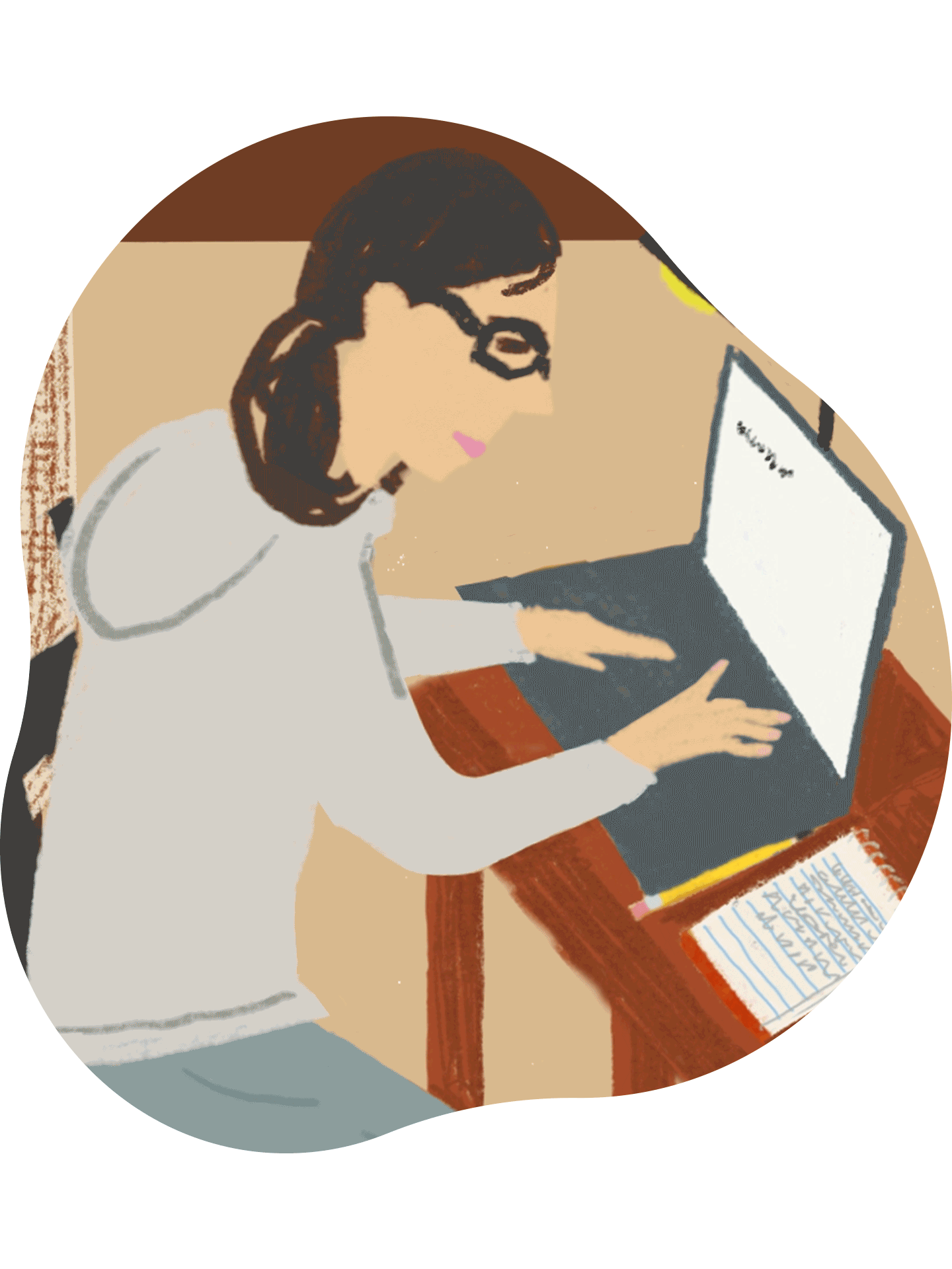 A woman typing on a laptop