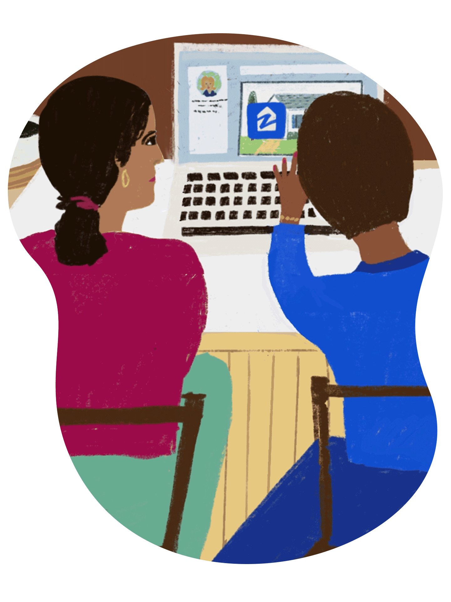 People looking at Zillow on a computer