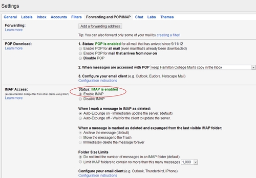 Enabling IMAP Access